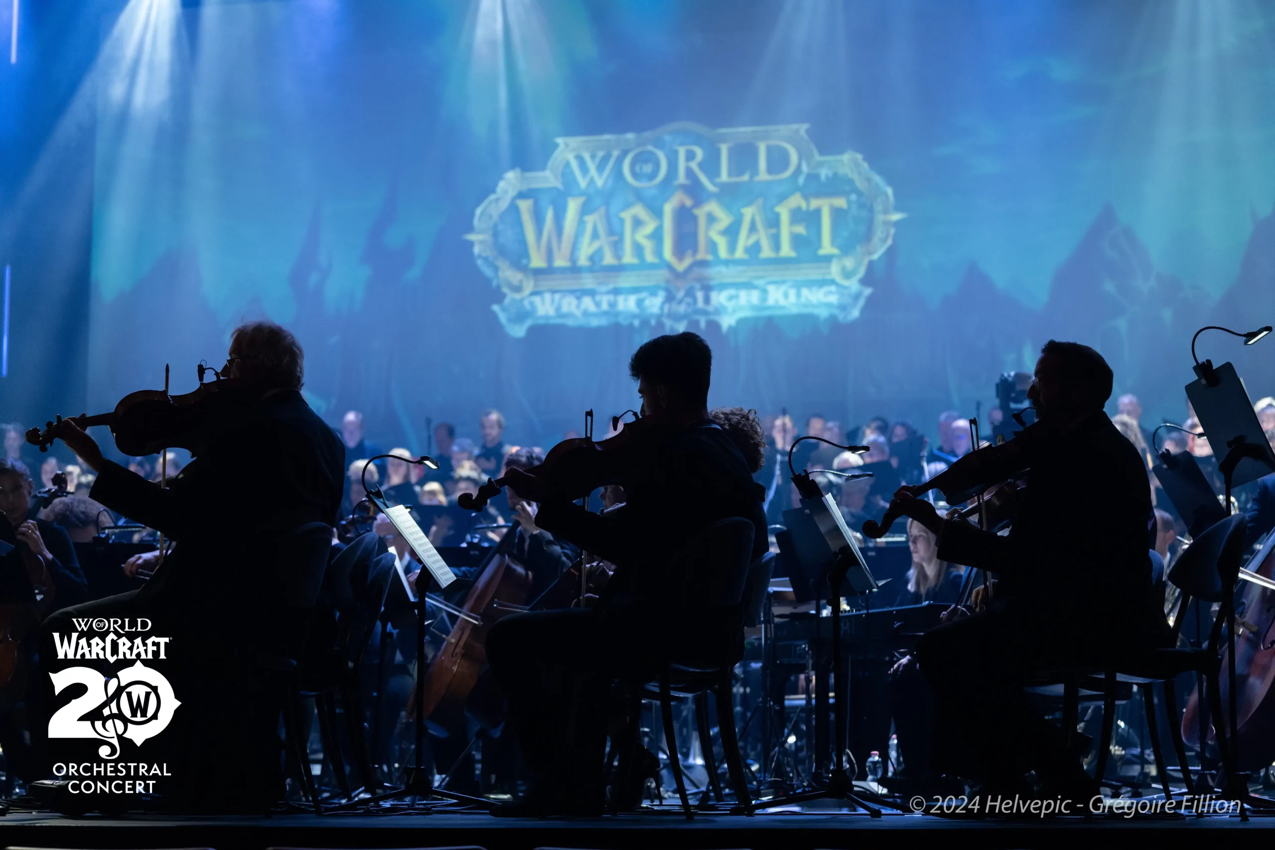 The orchestra and choir performing the World of Warcraft: Wrath of the Lich King medley during World of Warcraft: 20 Years of Music in Switzerland, 2024.